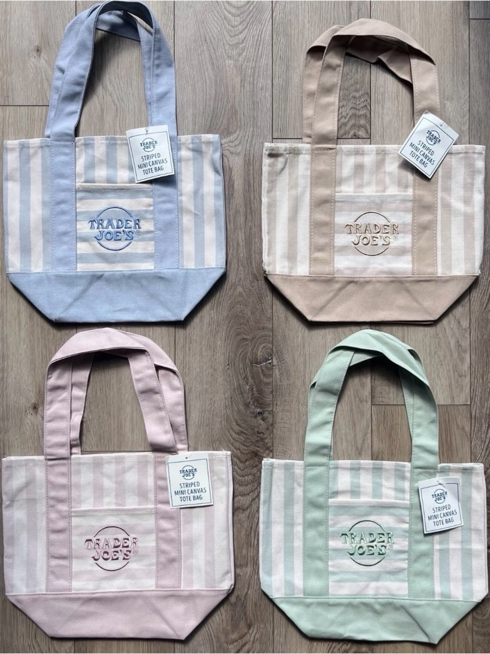 Trader Joe’s Mini Pastel Stripe Canvas Tote Bag Limited Edition Set Of 4 2026